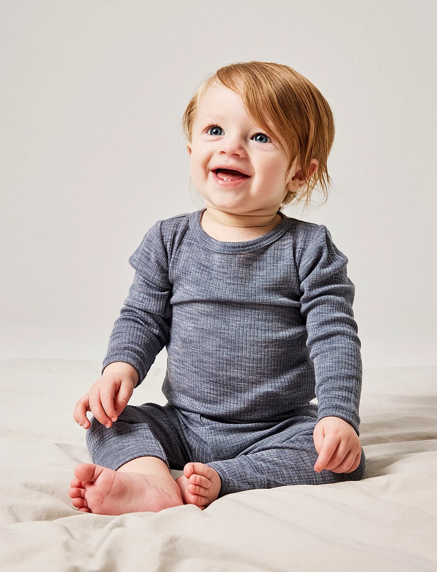 name it - NBNWAX WOOL RIB LS BODY NOOS - beebi alusriided - folkstone gray - 2