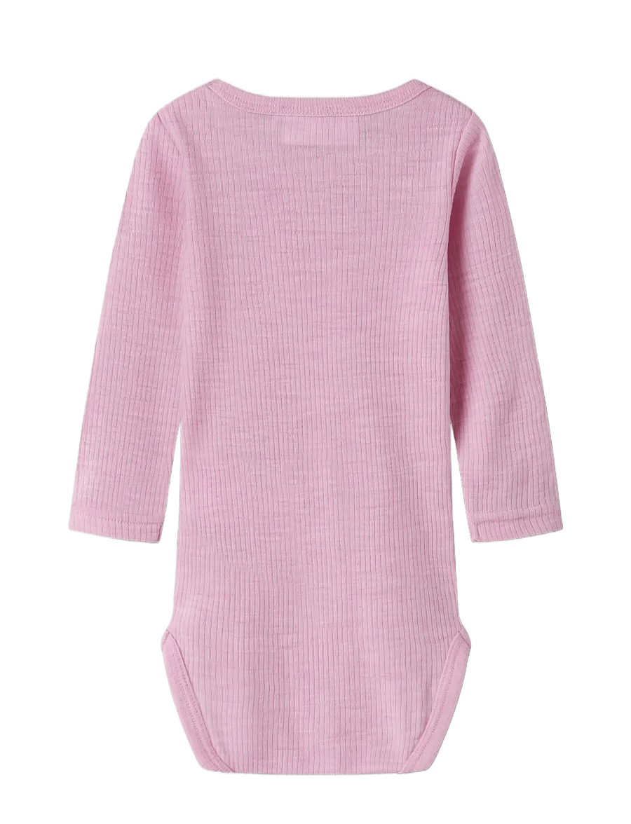 name it - NBNWAX WOOL RIB LS BODY NOOS - beebi alusriided - full blooming pink - 1