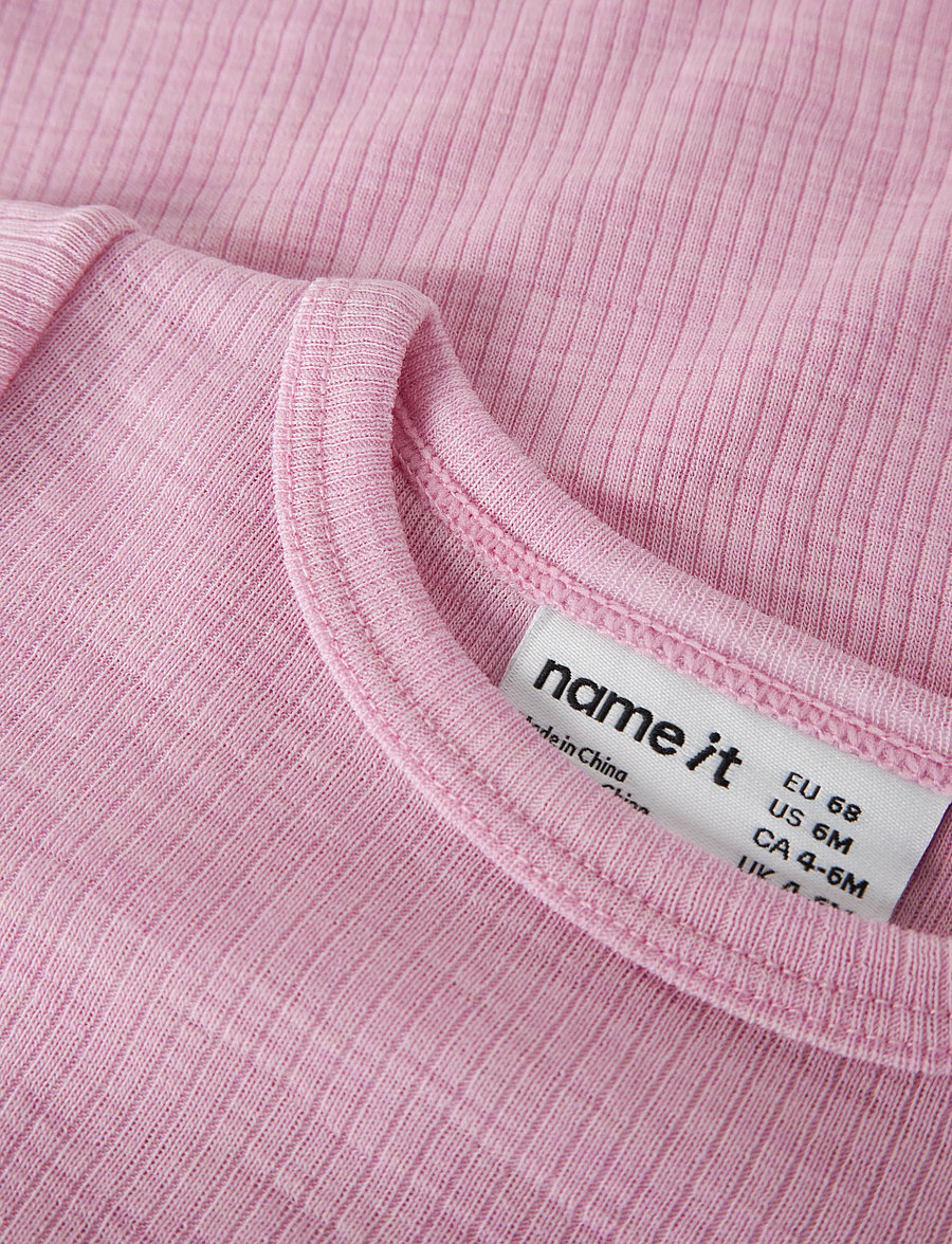 name it - NBNWAX WOOL RIB LS BODY NOOS - beebi alusriided - full blooming pink - 2
