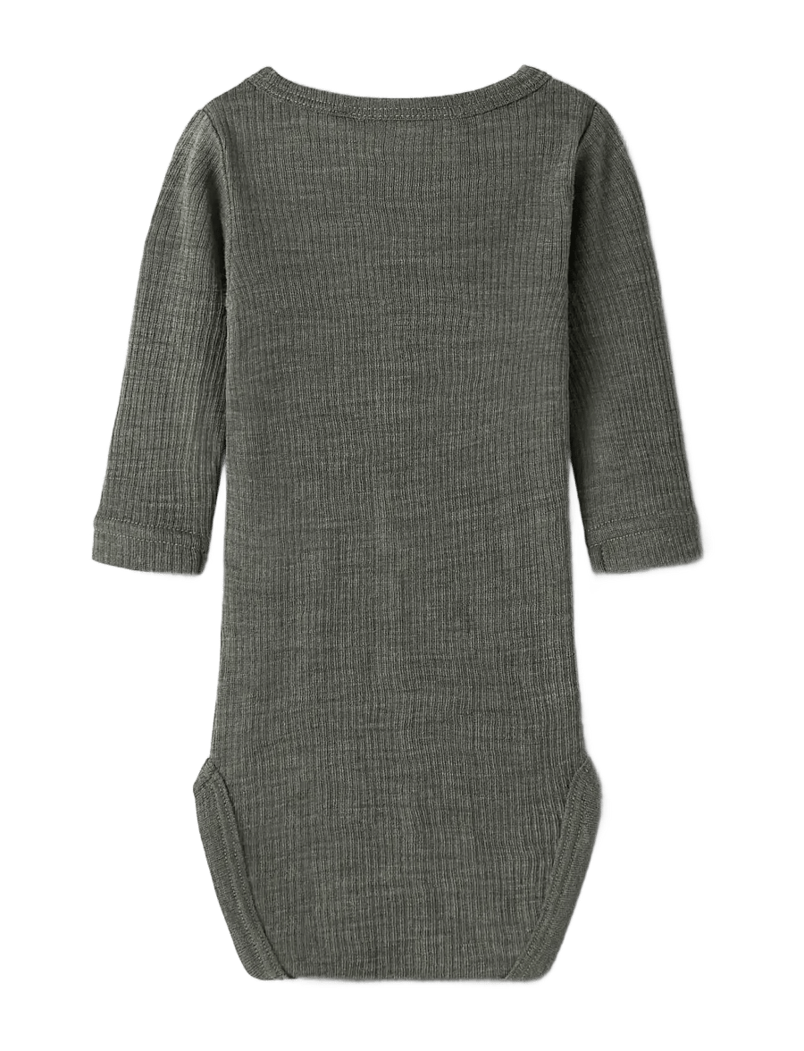name it - NBNWAX WOOL RIB LS BODY NOOS - underställ baby - mulled basil - 1