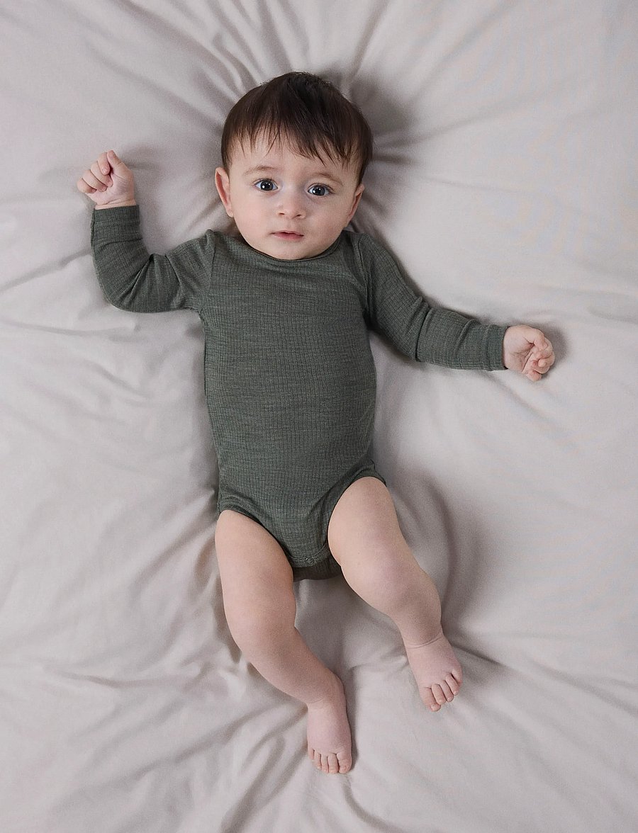 name it - NBNWAX WOOL RIB LS BODY NOOS - underställ baby - mulled basil - 3