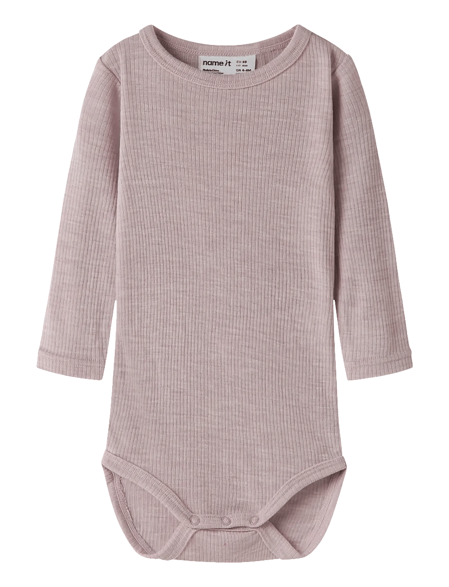 name it - NBNWAX WOOL RIB LS BODY NOOS - uldundertøj baby - violet ice - 0