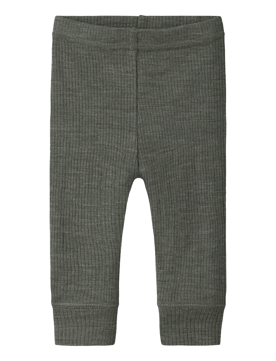 name it - NBNWAX WOOL RIB LEGGING NOOS - underställ baby - mulled basil - 0