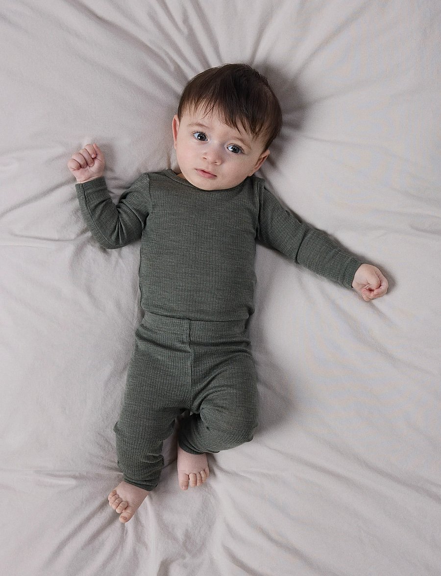 name it - NBNWAX WOOL RIB LEGGING NOOS - underställ baby - mulled basil - 1