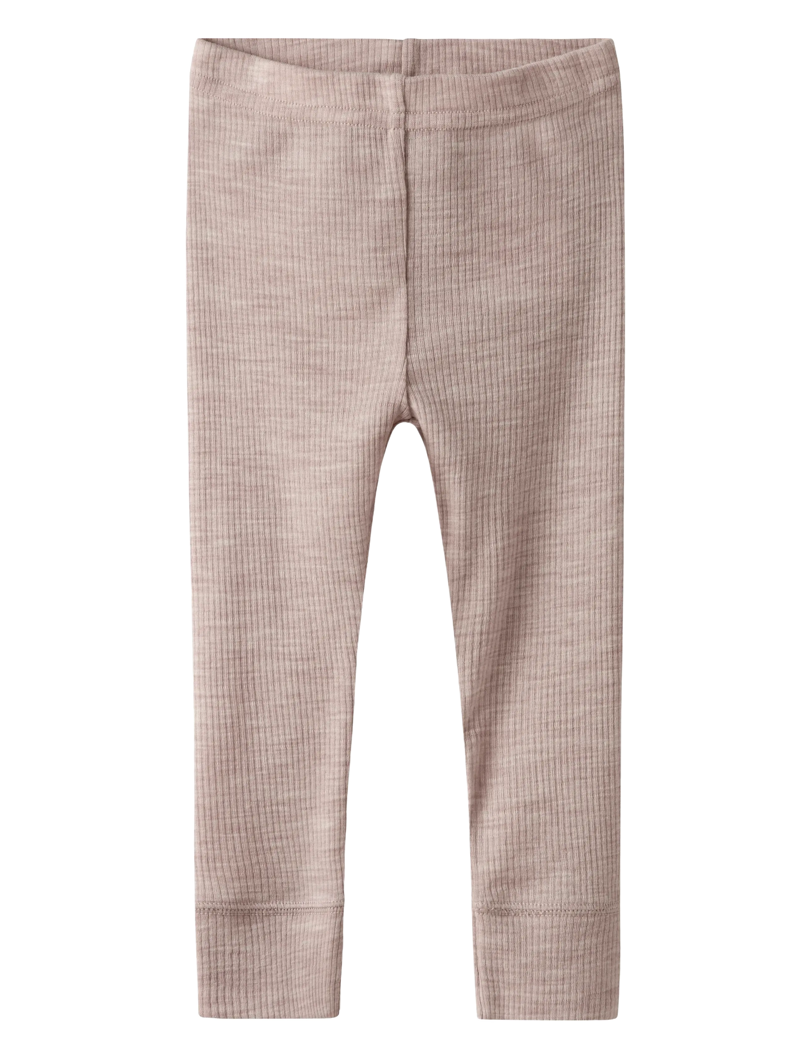 name it NBNWAX WOOL RIB LEGGING NOOS - Underställ - SHADOW GRAY / pink/rose