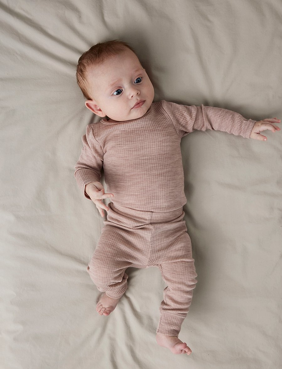 name it - NBNWAX WOOL RIB LEGGING NOOS - underställ baby - shadow gray - 0