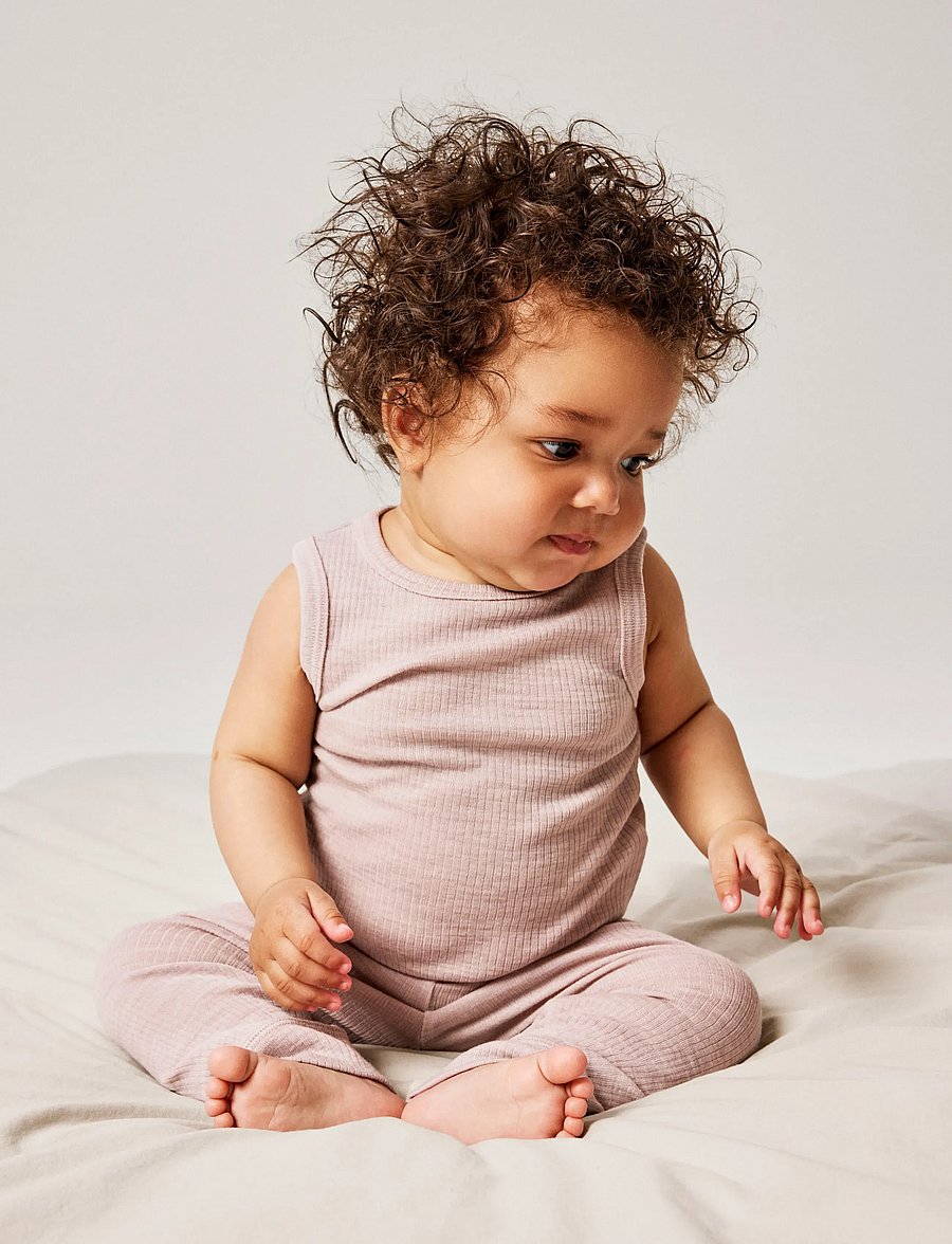 name it - NBNWAX WOOL RIB LEGGING NOOS - base layer baby - violet ice - 2