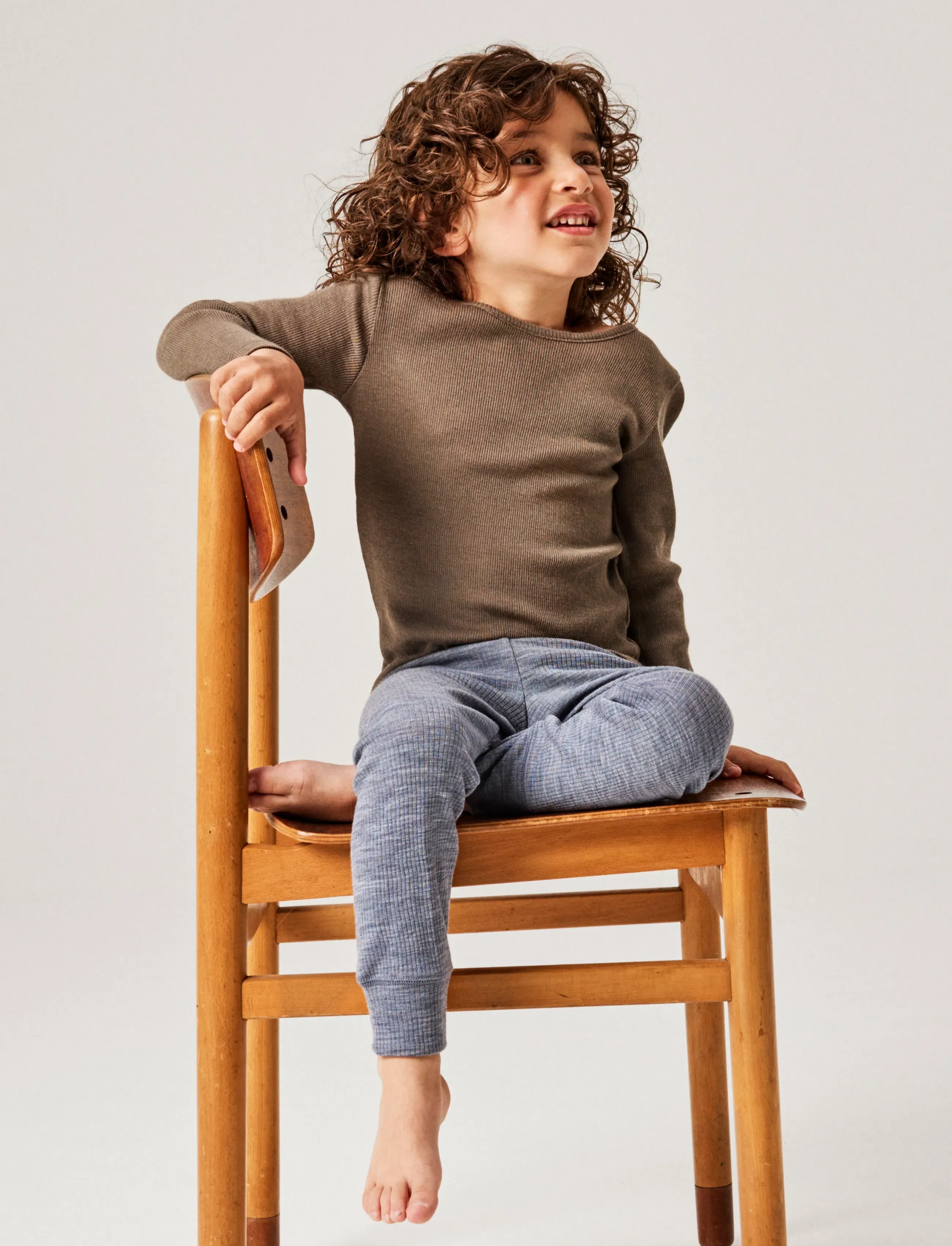 name it - NMNWAX WOOL RIB LEGGING NOOS - base layer bottoms - folkstone gray - 2