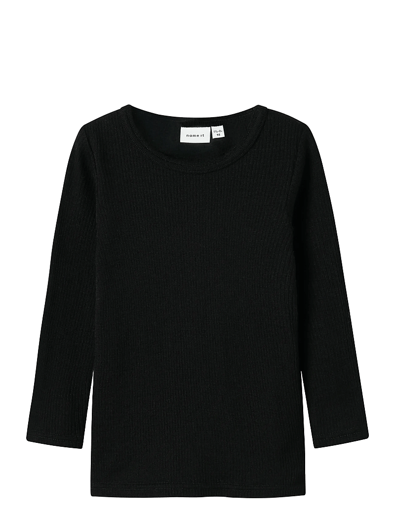 name it - NMNWAX WOOL RIB LS TOP NOOS - długi rękaw - black - 0