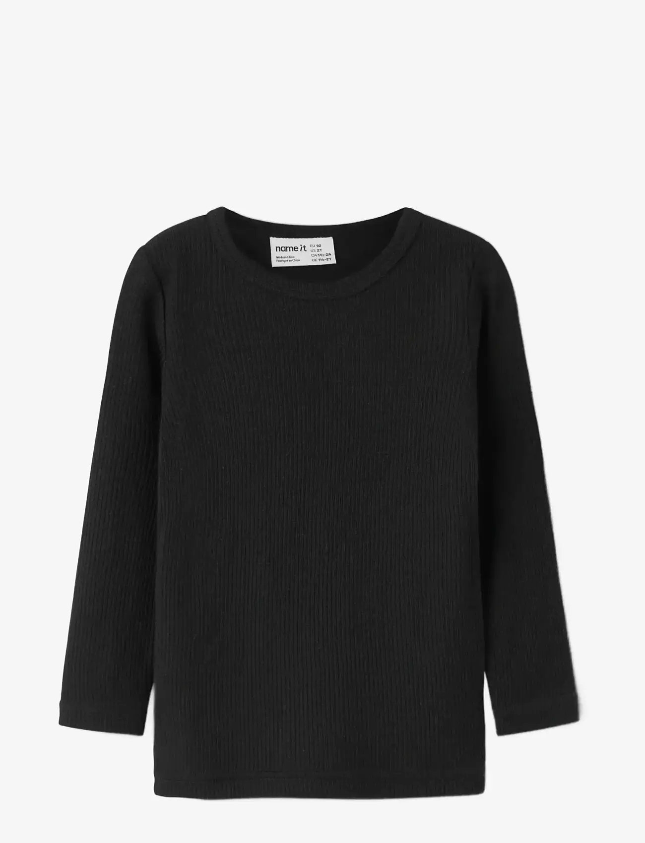 name it - NMNWAX WOOL RIB LS TOP NOOS - langærmede t-shirts - black - 2