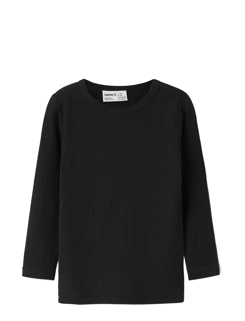 name it - NMNWAX WOOL RIB LS TOP NOOS - langærmede t-shirts - black - 2