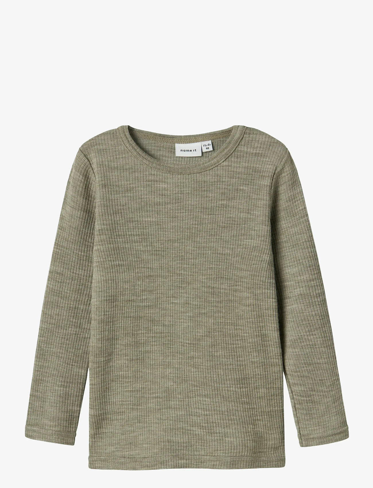 name it - NMNWAX WOOL RIB LS TOP NOOS - långärmade t-shirts - dried sage - 1