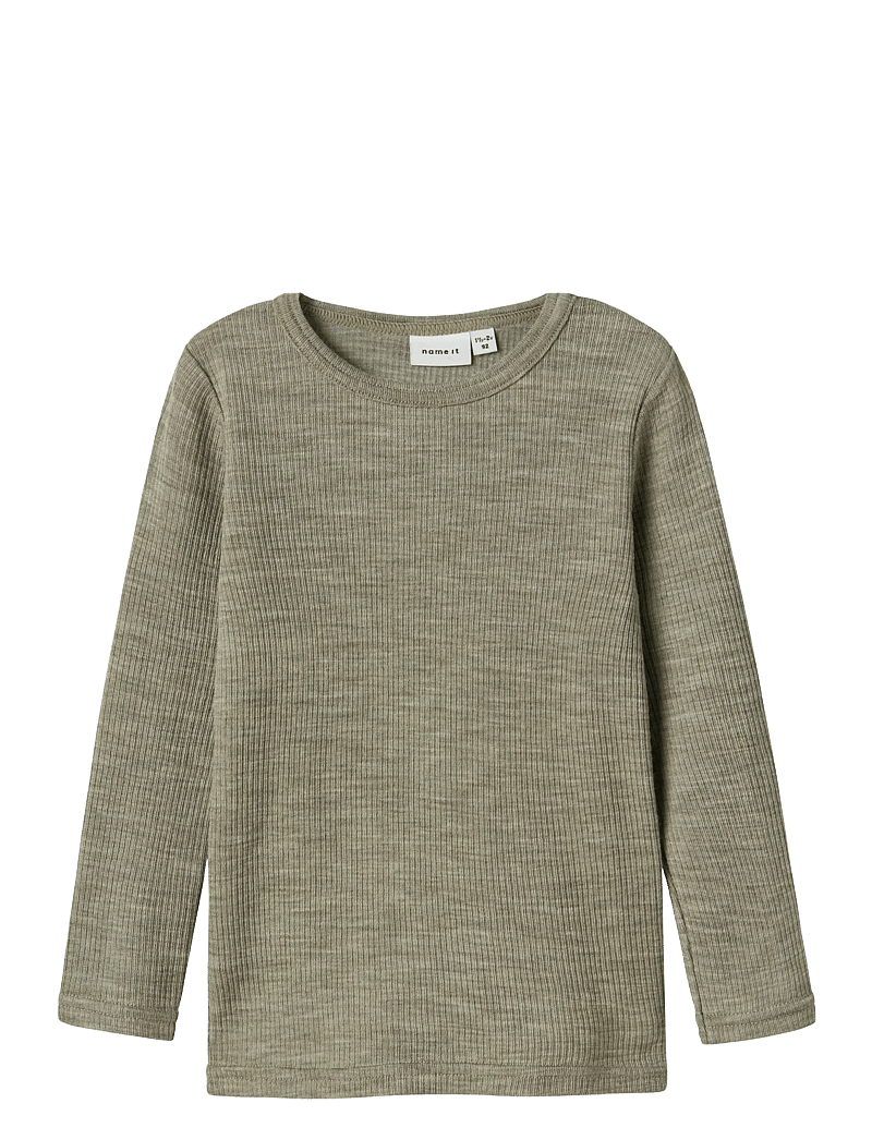 name it - NMNWAX WOOL RIB LS TOP NOOS - långärmade t-shirts - dried sage - 1