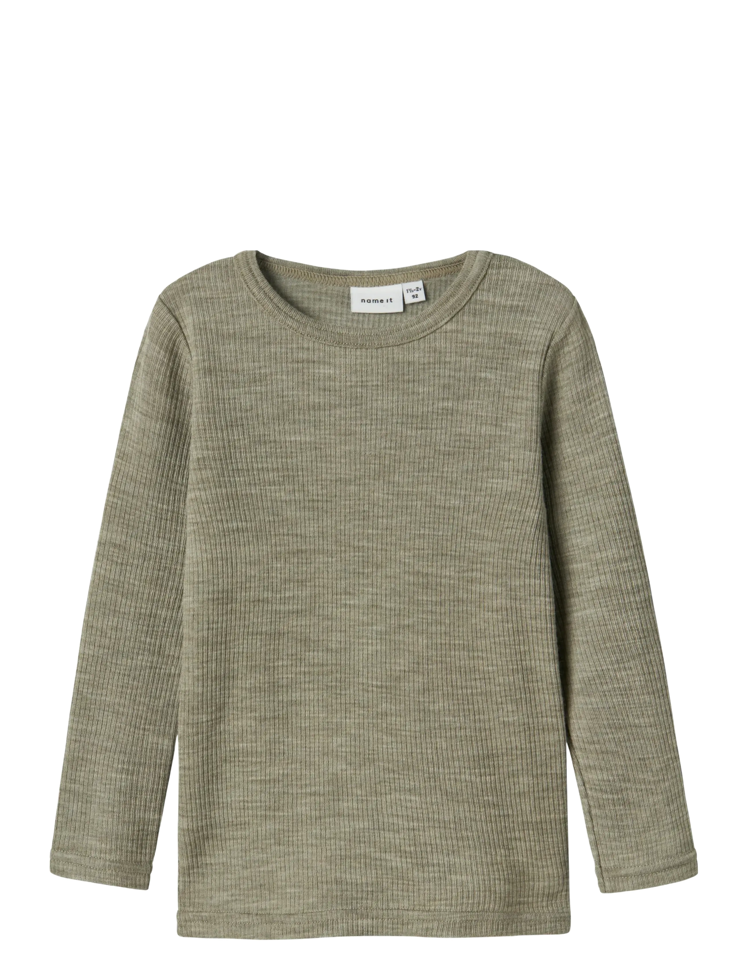 name it NMNWAX WOOL RIB LS TOP NOOS - Underställströjor - DRIED SAGE / green