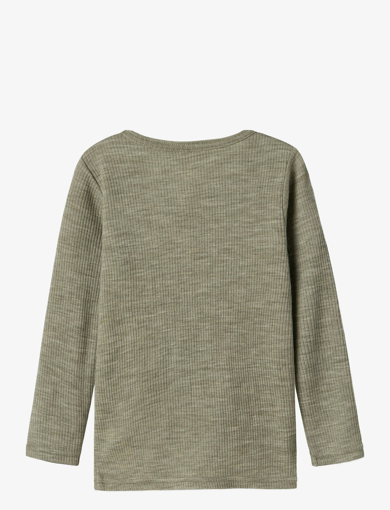 name it - NMNWAX WOOL RIB LS TOP NOOS - långärmade t-shirts - dried sage - 2