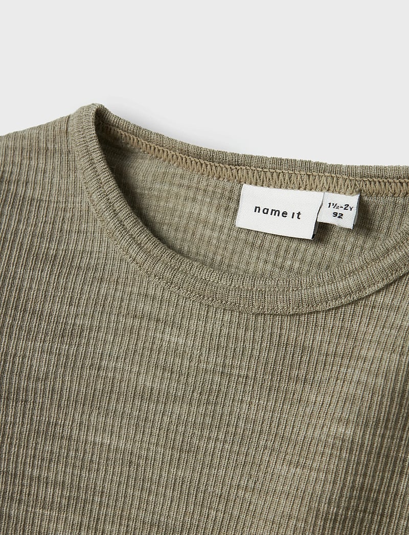 name it - NMNWAX WOOL RIB LS TOP NOOS - långärmade t-shirts - dried sage - 3
