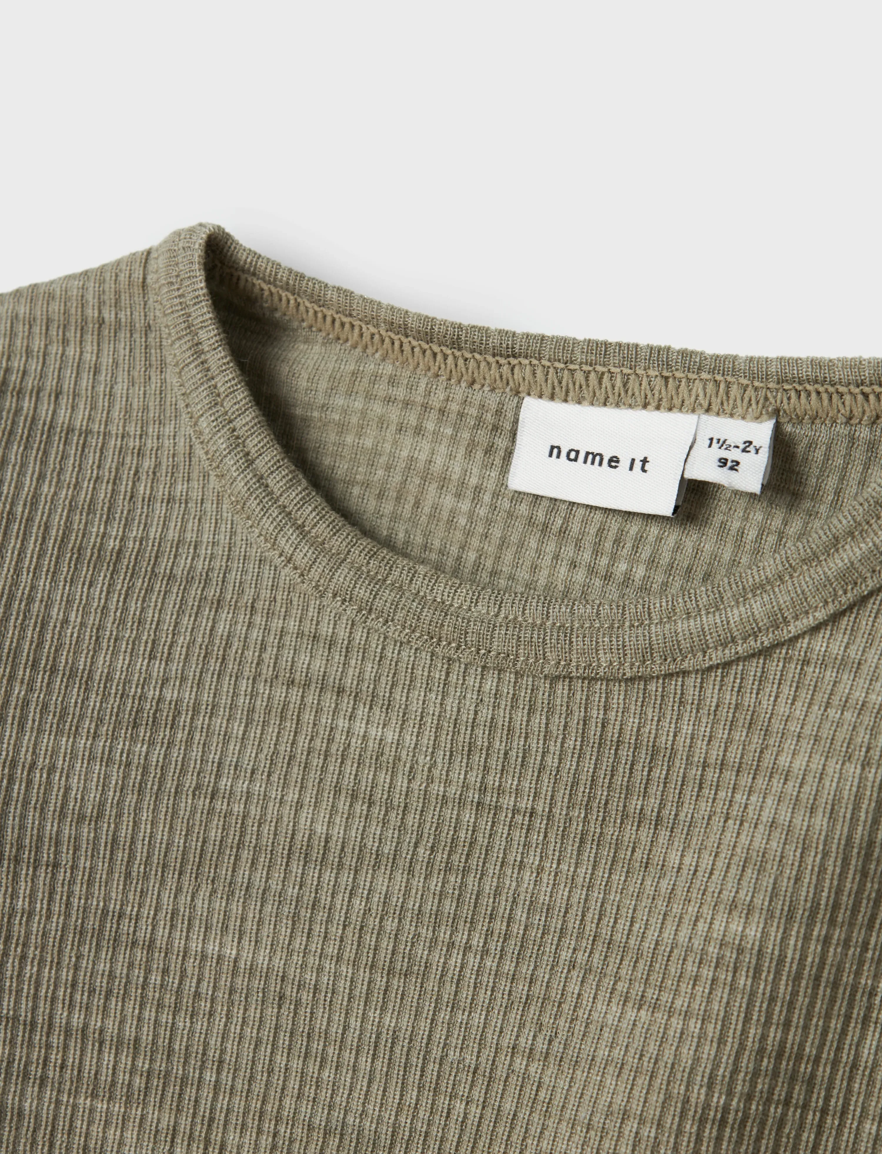 name it - NMNWAX WOOL RIB LS TOP NOOS - długi rękaw - dried sage - 3