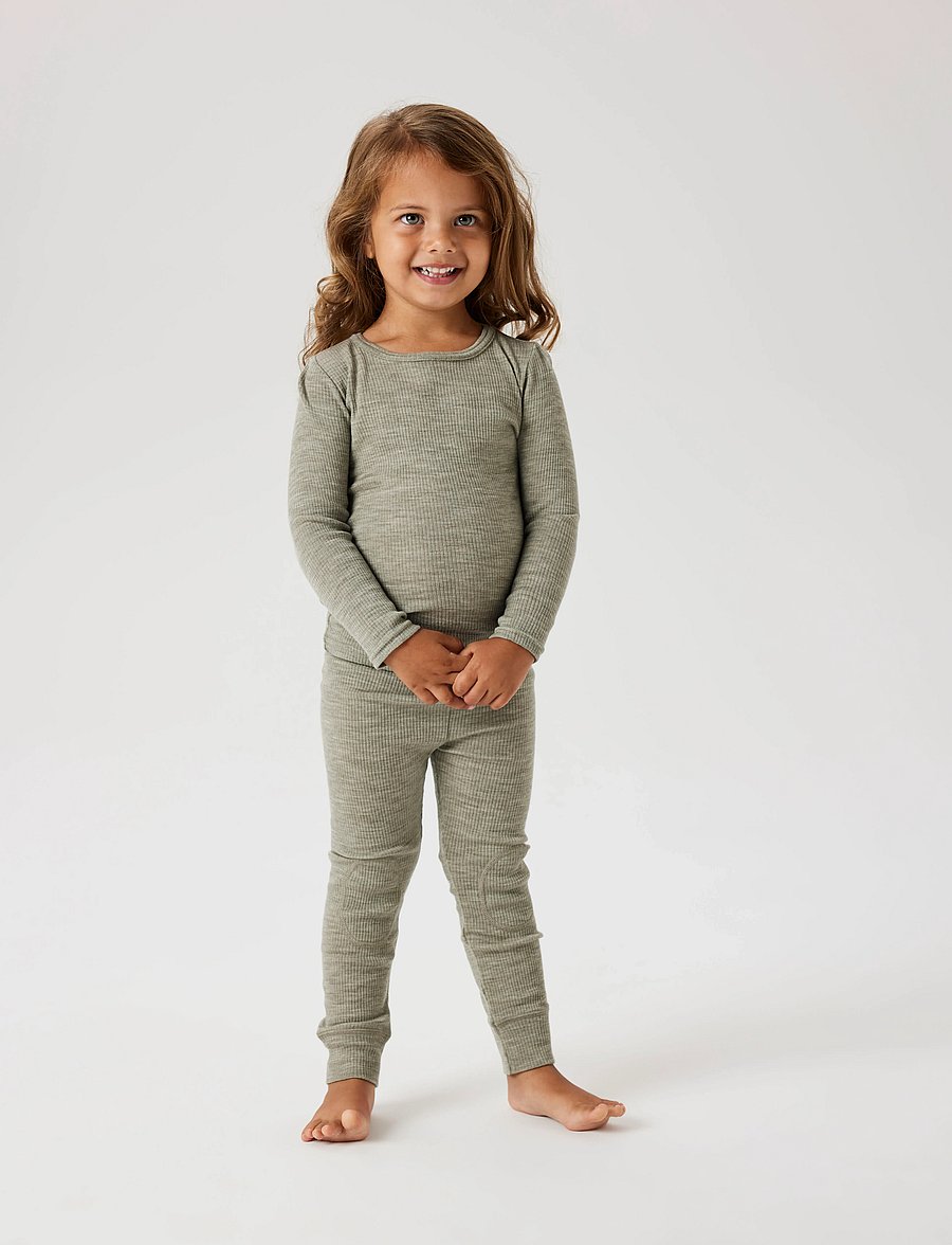 name it - NMNWAX WOOL RIB LS TOP NOOS - pikkade varrukatega t-särgid - dried sage - 4