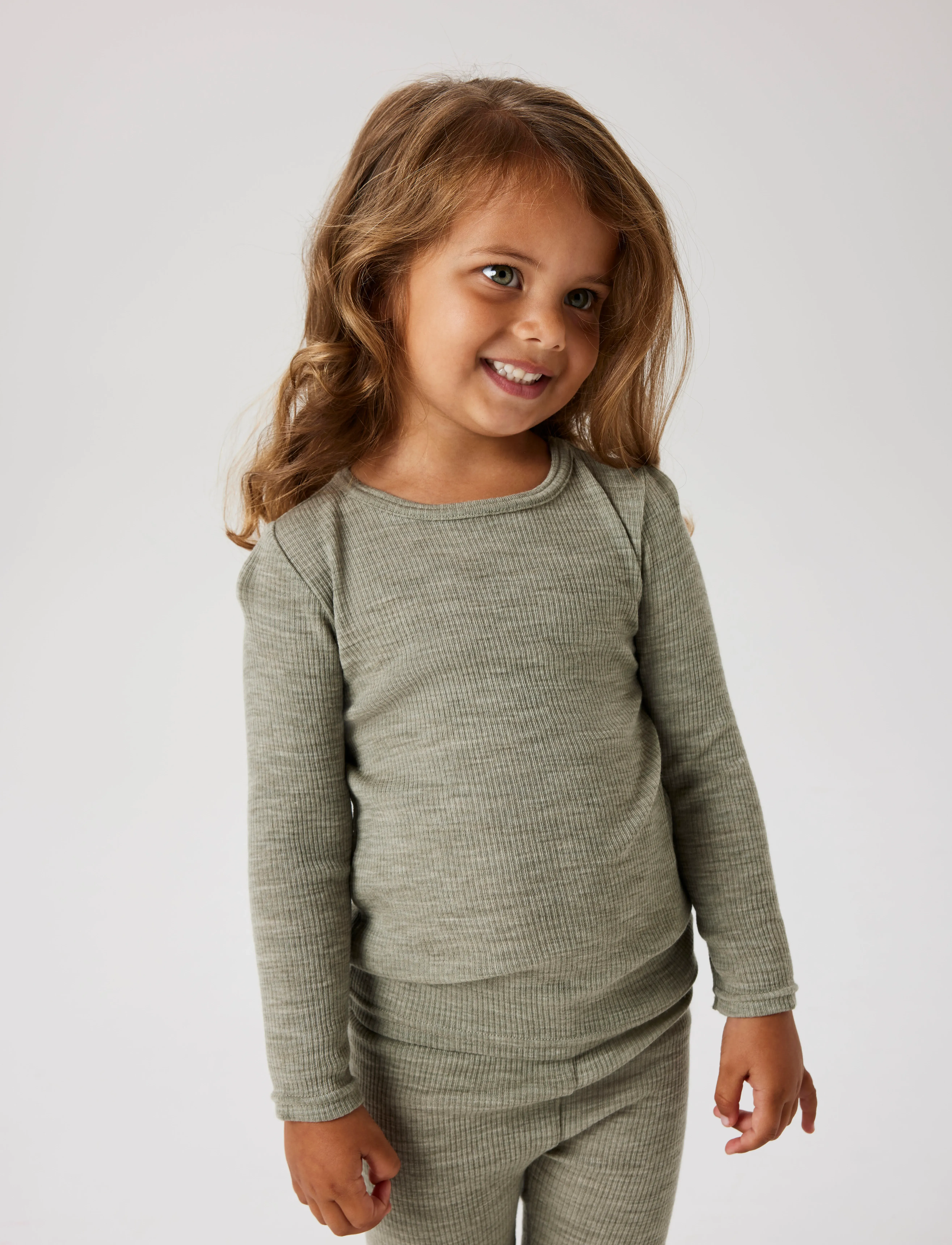 name it - NMNWAX WOOL RIB LS TOP NOOS - długi rękaw - dried sage - 5