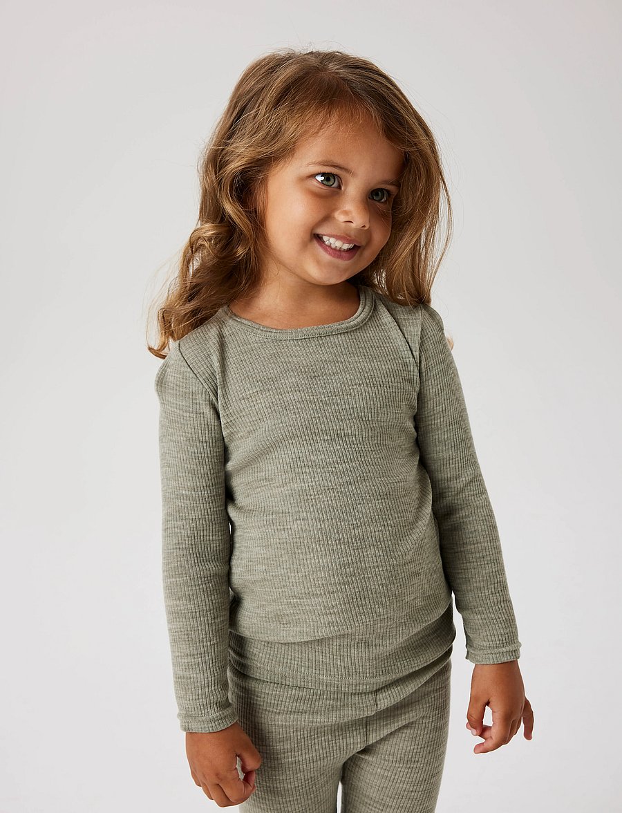 name it - NMNWAX WOOL RIB LS TOP NOOS - długi rękaw - dried sage - 5
