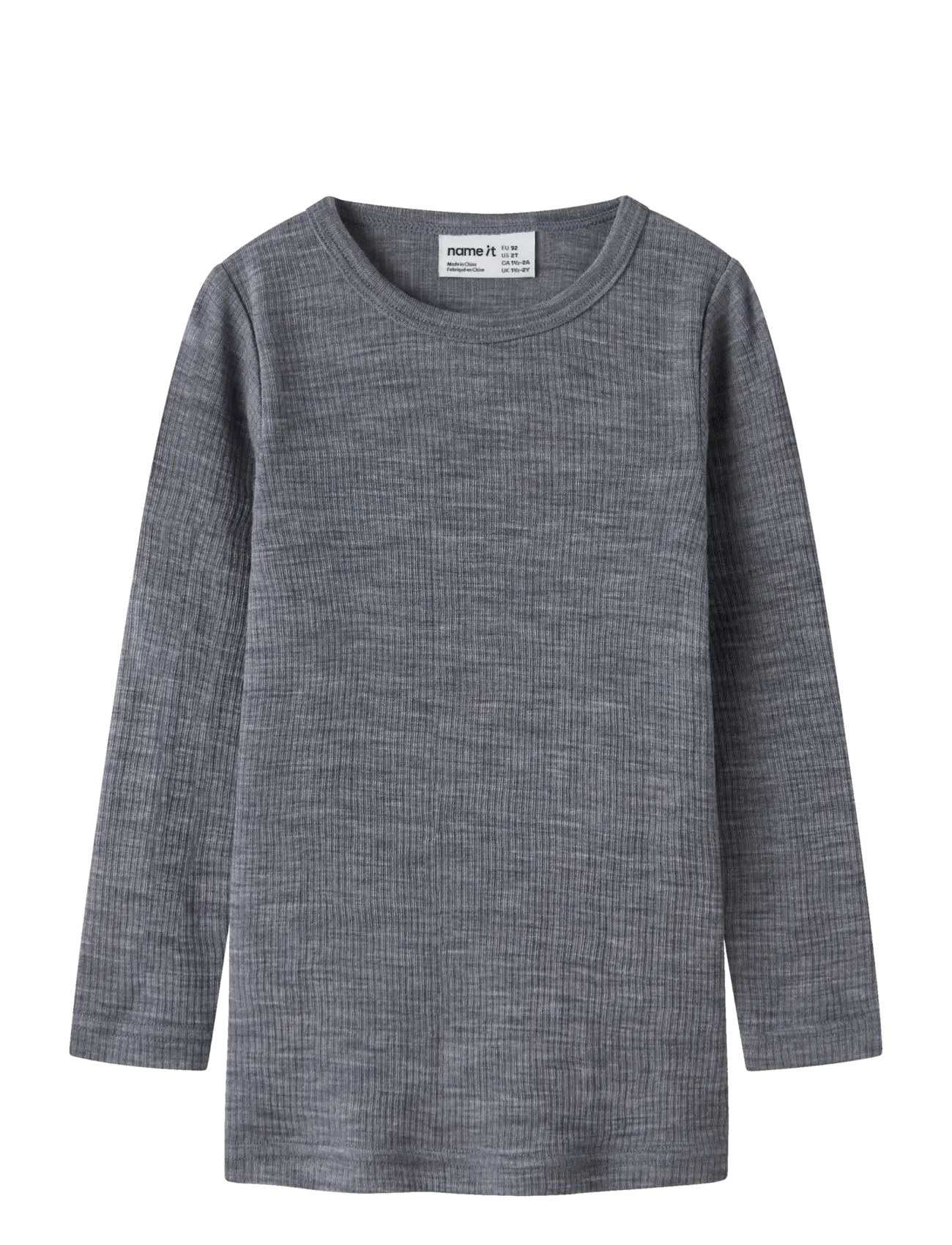 name it NMNWAX WOOL RIB LS TOP NOOS - Iekšējais slānis – augšdaļas apģērbs - FOLKSTONE GRAY / grey