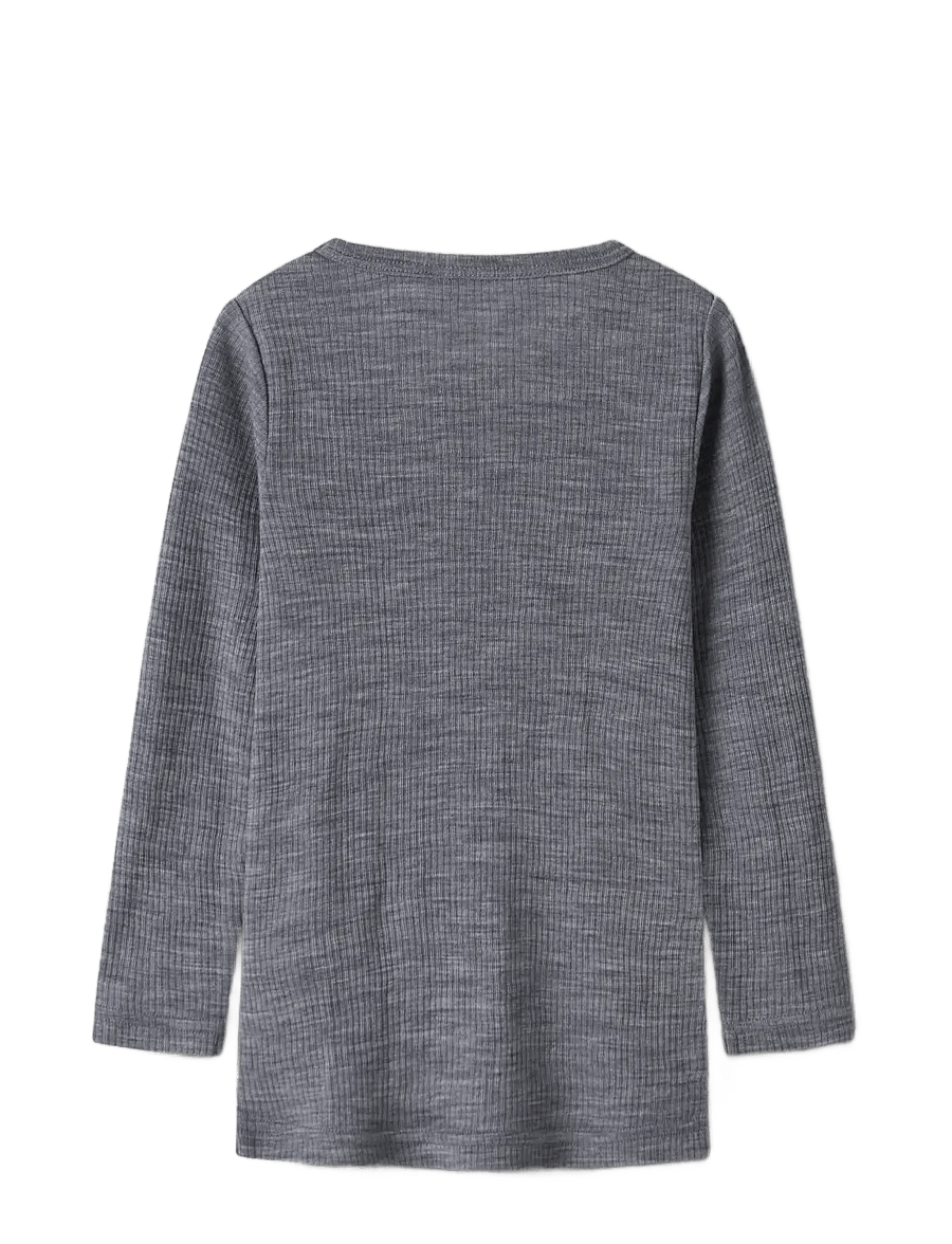 name it - NMNWAX WOOL RIB LS TOP NOOS - t-krekli ar garām piedurknēm - folkstone gray - 1