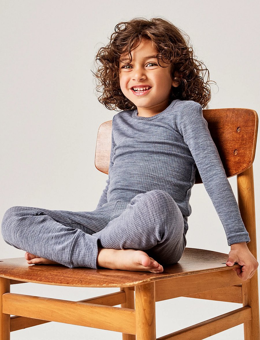 name it - NMNWAX WOOL RIB LS TOP NOOS - t-krekli ar garām piedurknēm - folkstone gray - 2