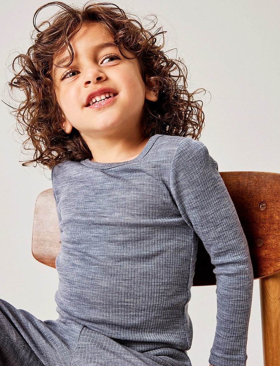 name it - NMNWAX WOOL RIB LS TOP NOOS - t-krekli ar garām piedurknēm - folkstone gray - 3