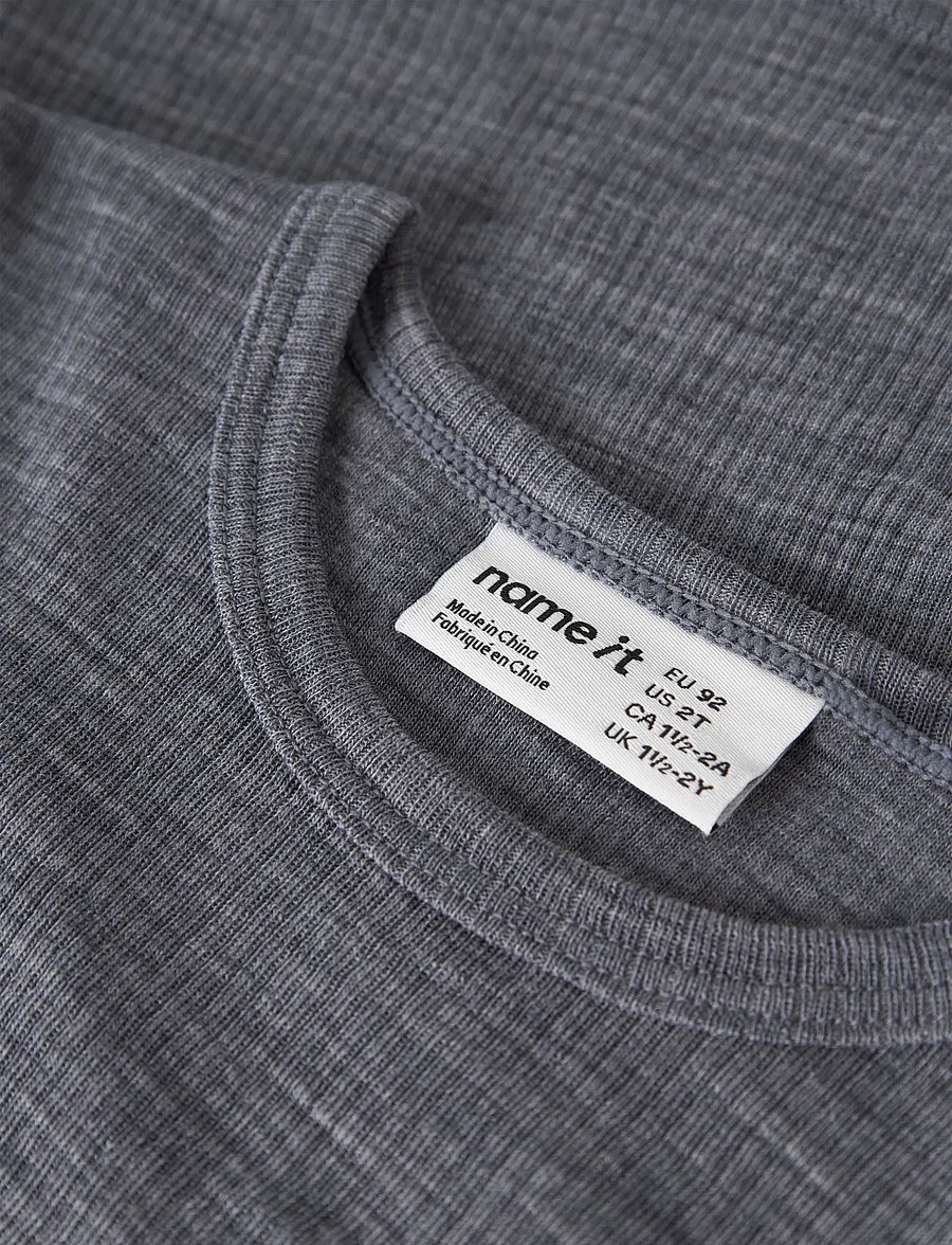 name it - NMNWAX WOOL RIB LS TOP NOOS - t-krekli ar garām piedurknēm - folkstone gray - 4