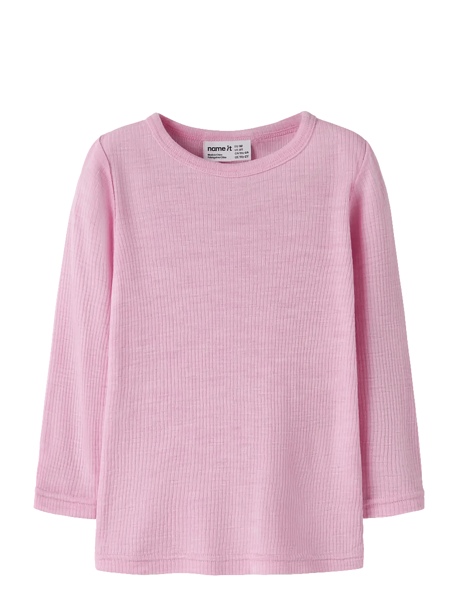 name it - NMNWAX WOOL RIB LS TOP NOOS - långärmade t-shirts - full blooming pink - 0