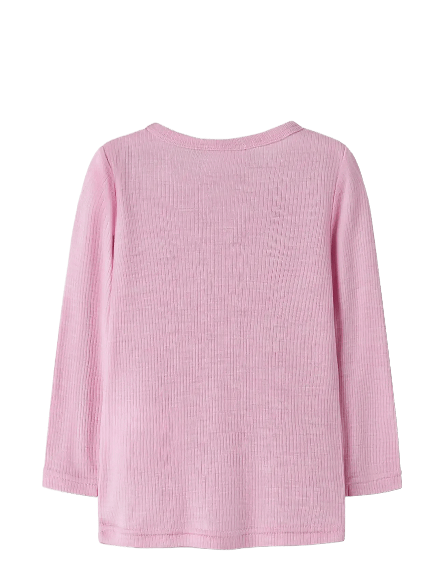 name it - NMNWAX WOOL RIB LS TOP NOOS - långärmade t-shirts - full blooming pink - 1