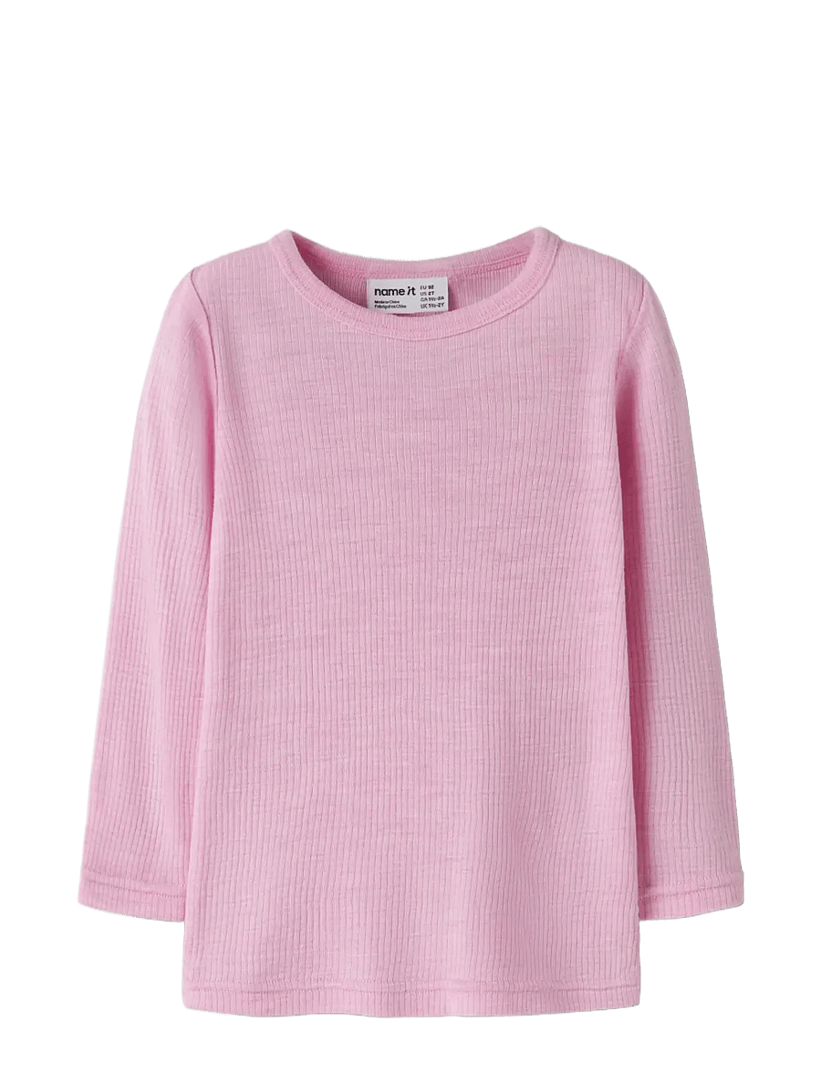 name it - NMNWAX WOOL RIB LS TOP NOOS - långärmade t-shirts - full blooming pink - 2