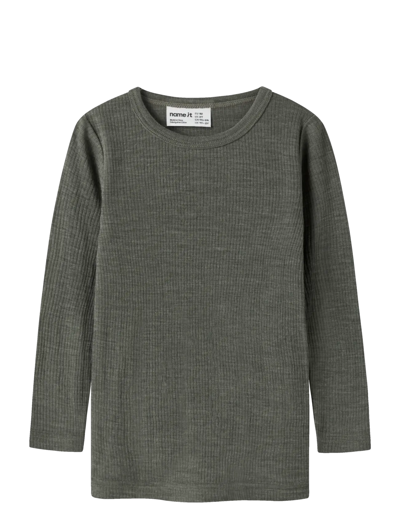 name it NMNWAX WOOL RIB LS TOP NOOS - Shop by size - MULLED BASIL / khaki/green