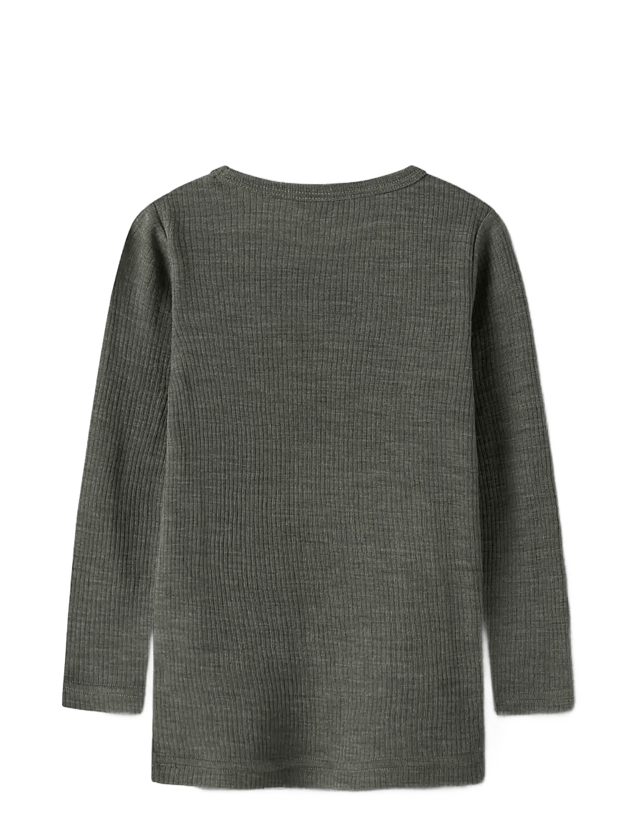 name it - NMNWAX WOOL RIB LS TOP NOOS - langærmede t-shirts - mulled basil - 1