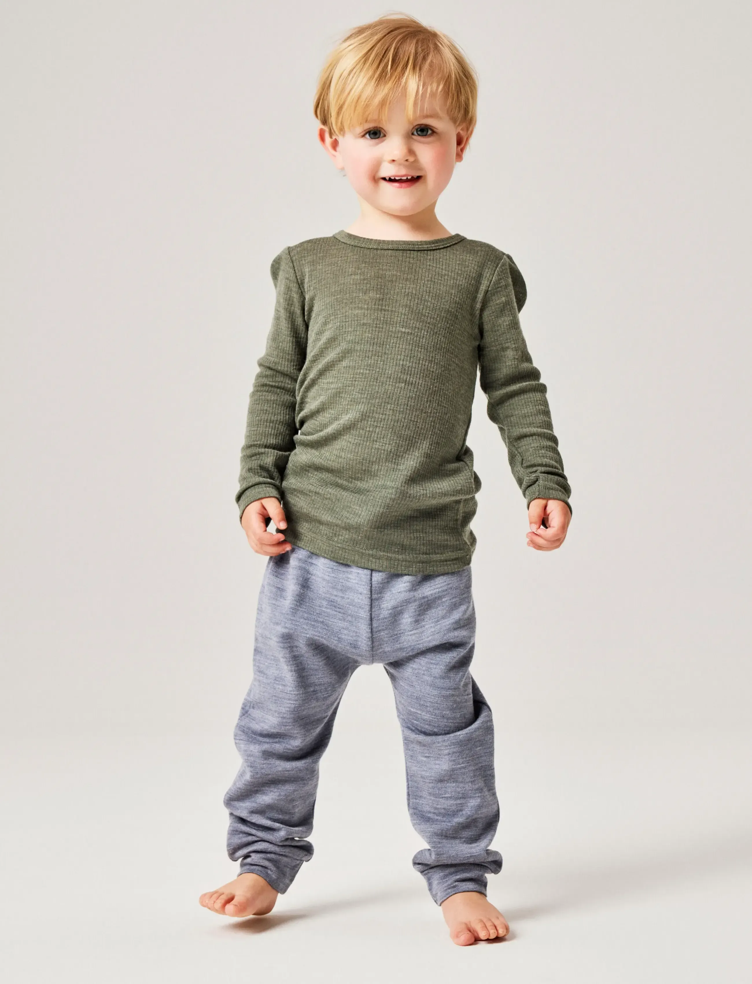 name it - NMNWAX WOOL RIB LS TOP NOOS - long-sleeved t-shirts - mulled basil - 3