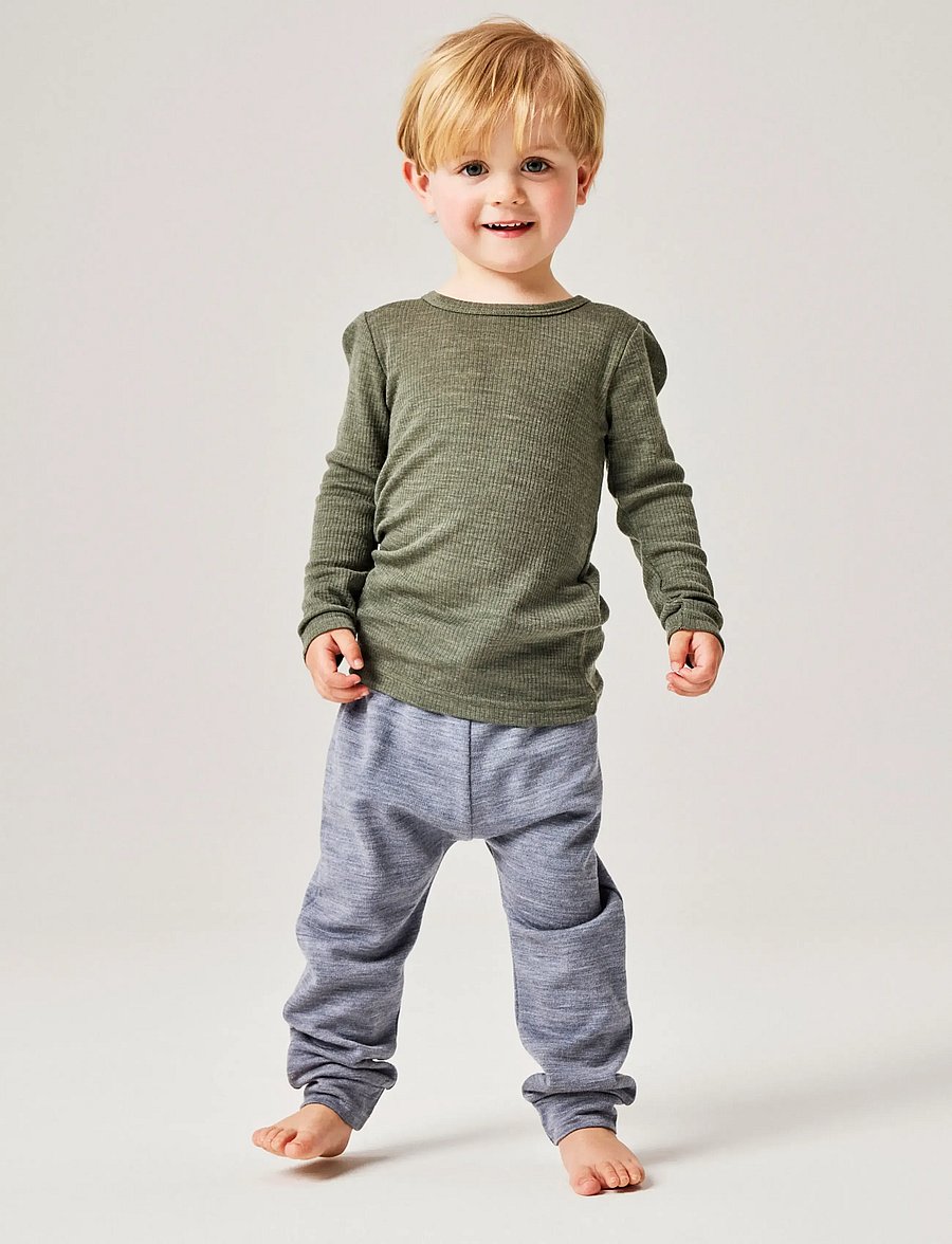 name it - NMNWAX WOOL RIB LS TOP NOOS - langærmede t-shirts - mulled basil - 3