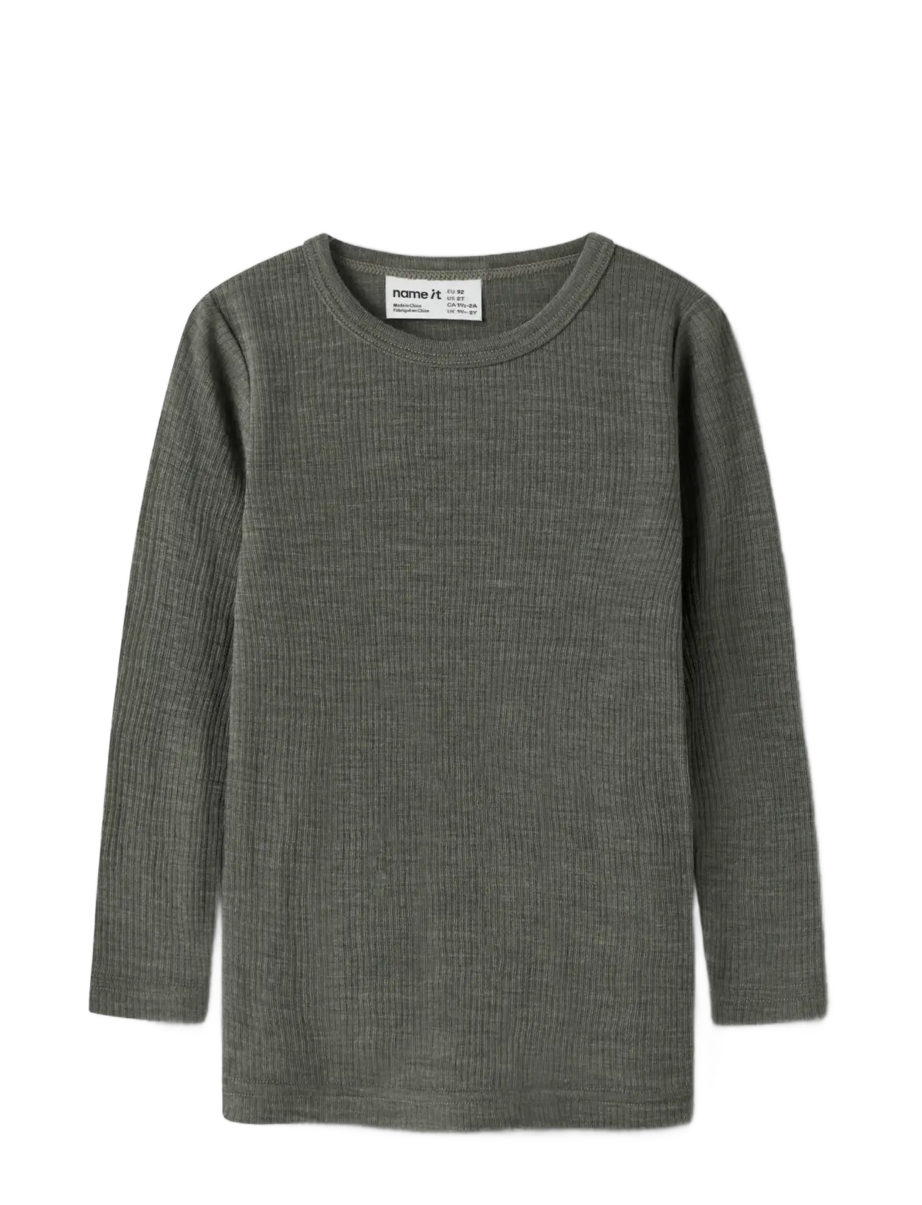 name it - NMNWAX WOOL RIB LS TOP NOOS - long-sleeved t-shirts - mulled basil - 2