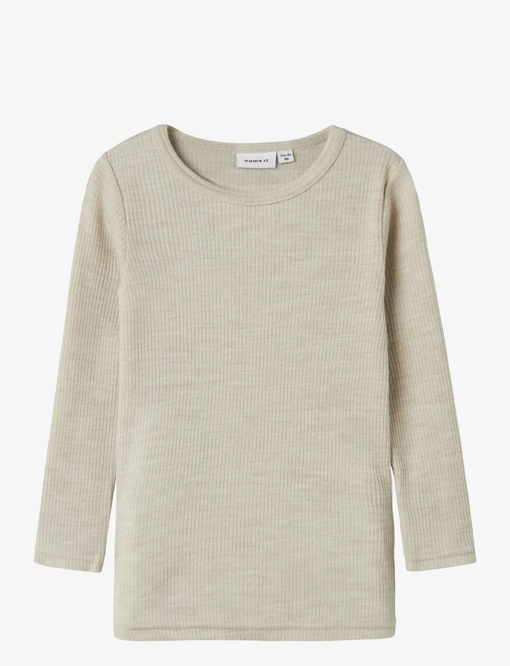 name it - NMNWAX WOOL RIB LS TOP NOOS - long-sleeved t-shirts - nacreous cloud - 1