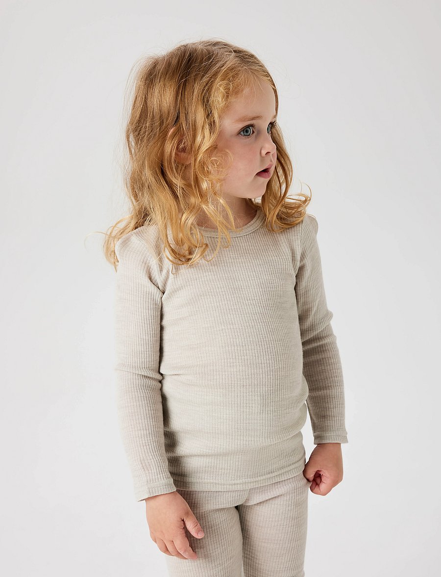 name it - NMNWAX WOOL RIB LS TOP NOOS - underställ baby - nacreous cloud - 0