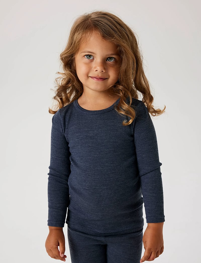 name it - NMNWAX WOOL RIB LS TOP NOOS - langærmede t-shirts - ombre blue - 3