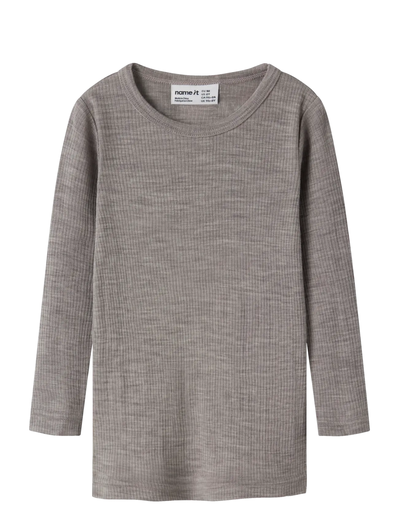 name it NMNWAX WOOL RIB LS TOP NOOS - Shop by size - SATELLITE / grey