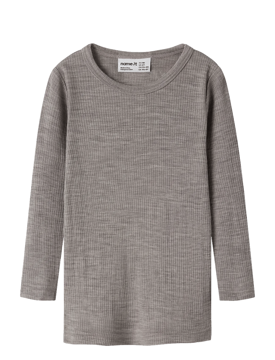name it - NMNWAX WOOL RIB LS TOP NOOS - langærmede t-shirts - satellite - 0
