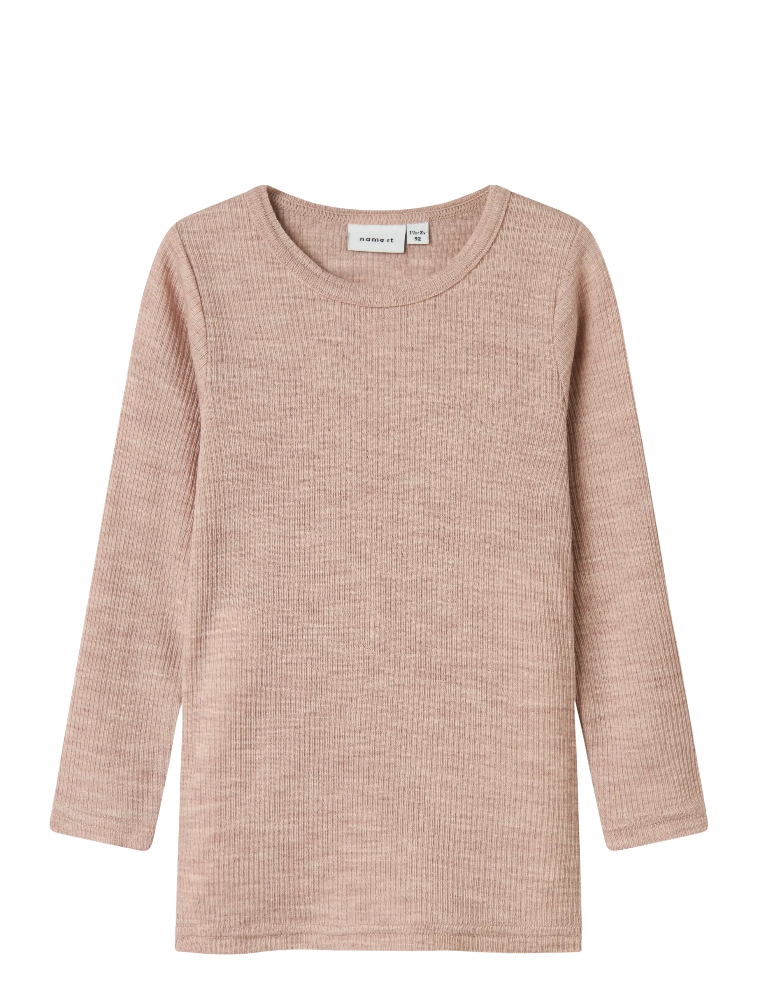 name it NMNWAX WOOL RIB LS TOP NOOS - Oberteile - SHADOW GRAY / pink/rose