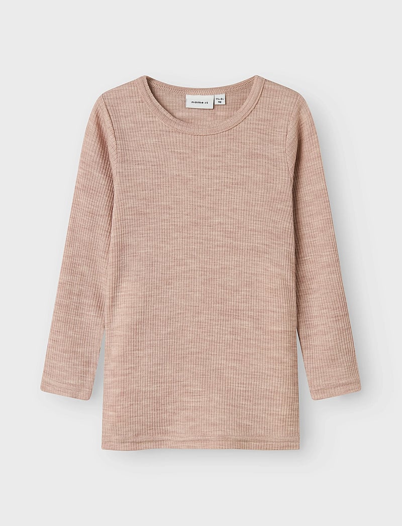 name it - NMNWAX WOOL RIB LS TOP NOOS - långärmade t-shirts - shadow gray - 0
