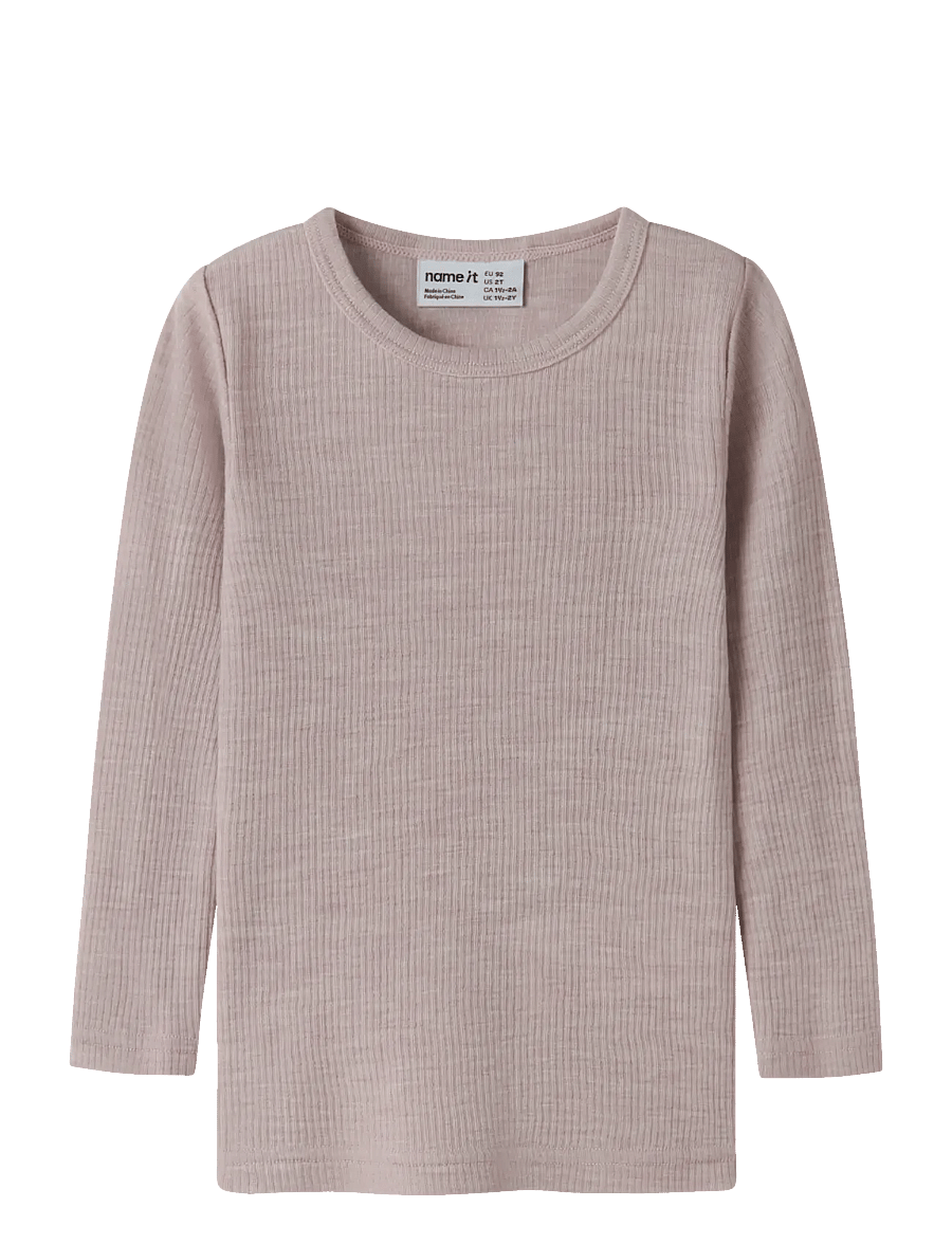 name it - NMNWAX WOOL RIB LS TOP NOOS - langærmede t-shirts - violet ice - 0