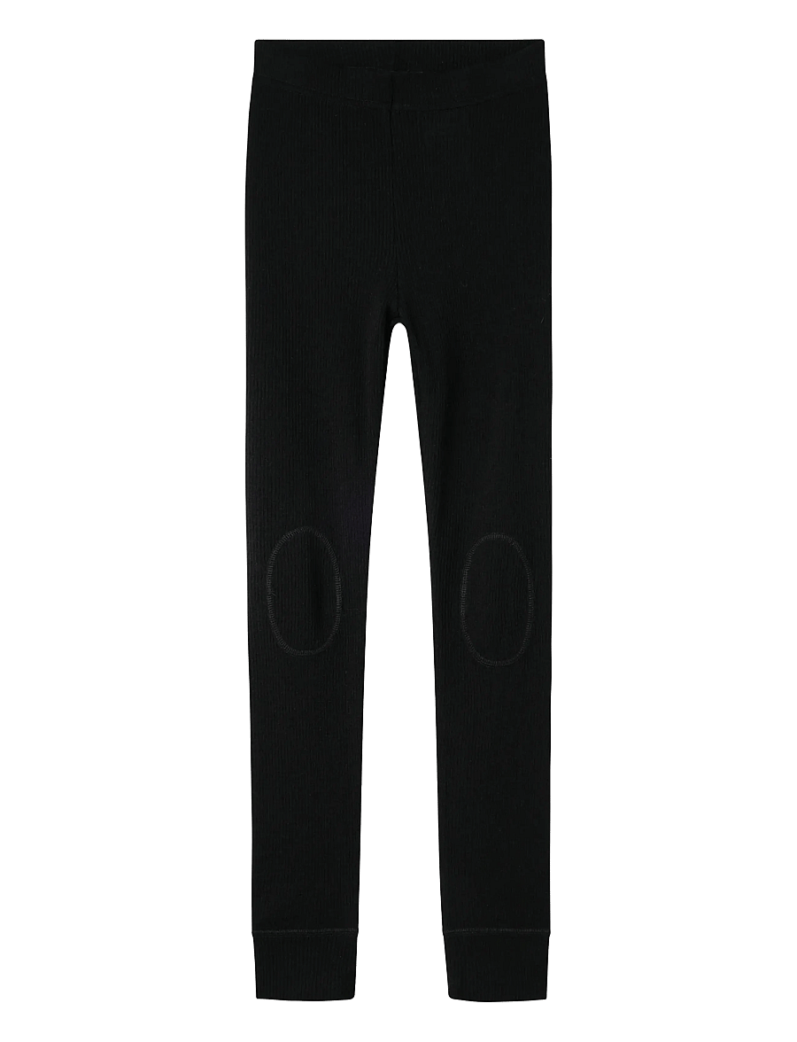 name it - NKNWAX WOOL RIB LEGGINGS - funkionsunterwäsche - hosen - black - 1