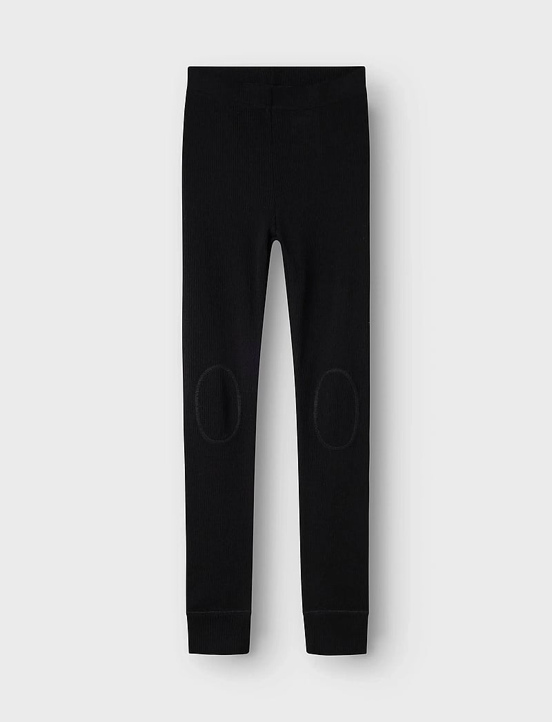name it - NKNWAX WOOL RIB LEGGINGS - base layer bottoms - black - 0