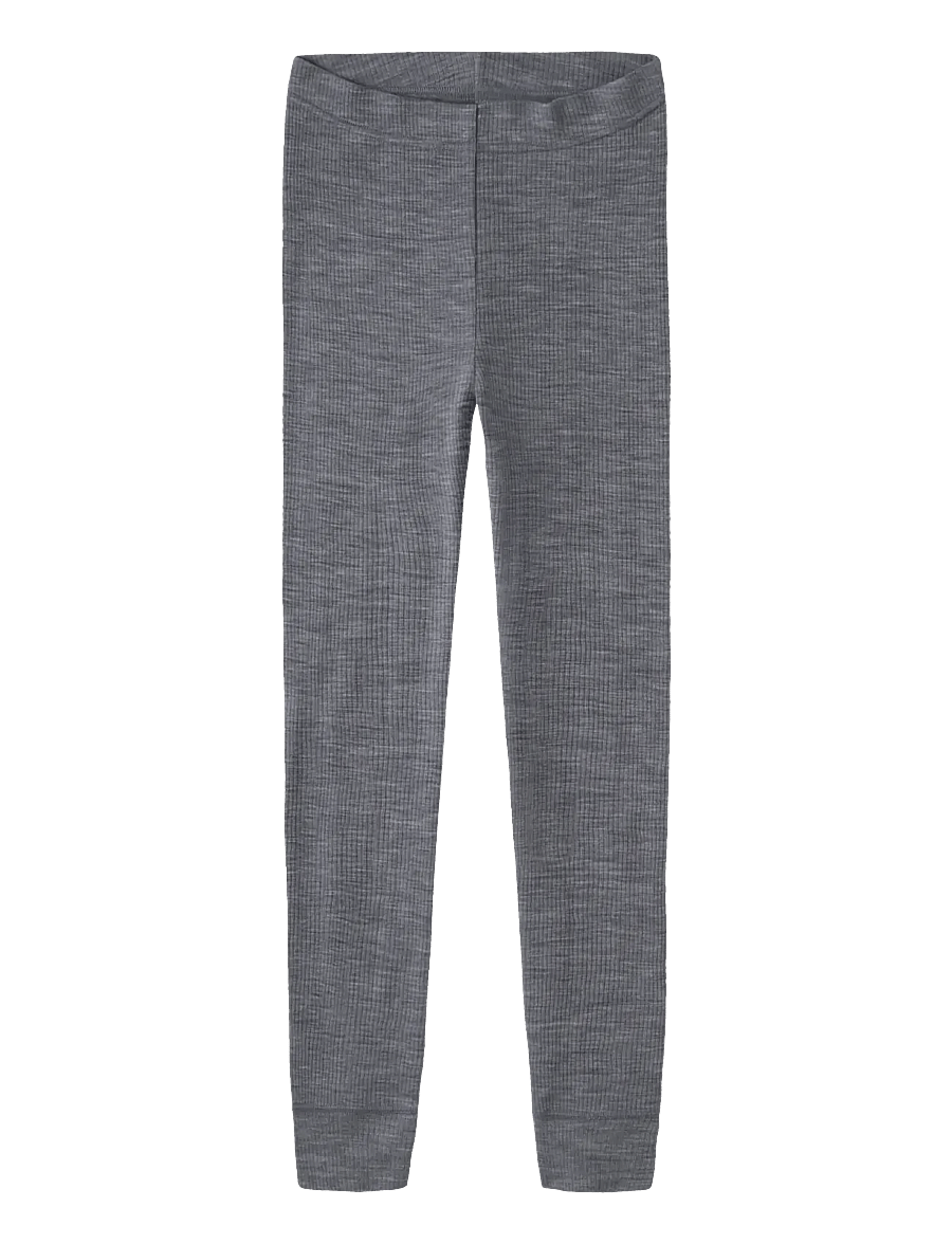 name it - NKNWAX WOOL RIB LEGGINGS - underställsbyxor - folkstone gray - 0