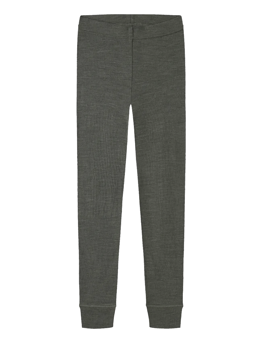 name it - NKNWAX WOOL RIB LEGGINGS - underställsbyxor - mulled basil - 0