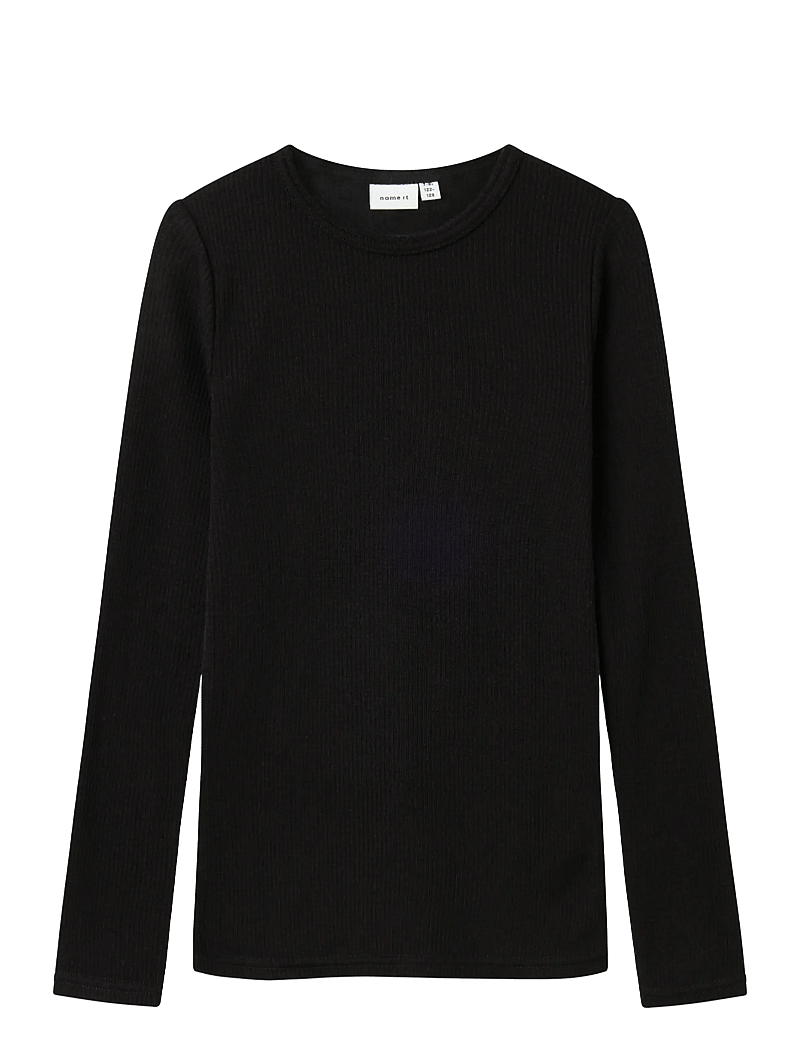 name it - NKNWAX WOOL RIB LS TOP - pikkade varrukatega t-särgid - black - 1